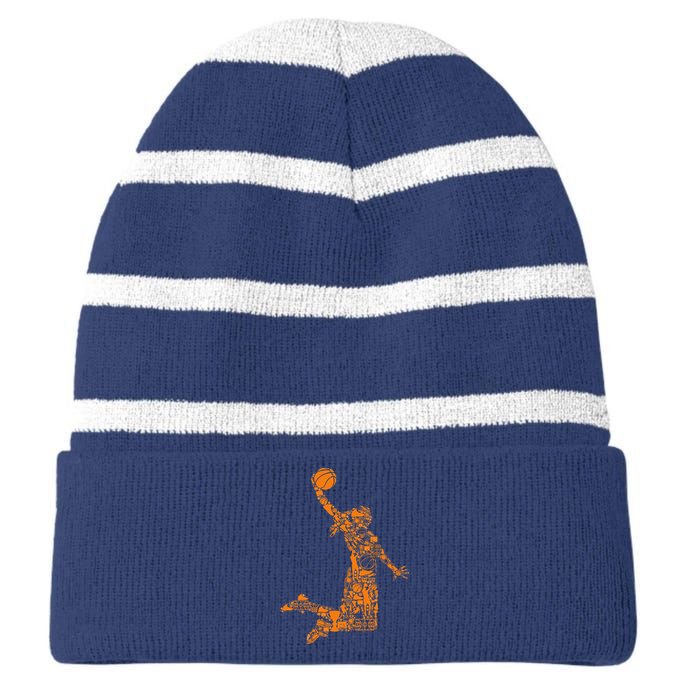 Basketball Girl Women Striped Beanie with Solid Band