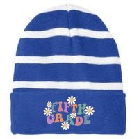 Boho Groovy Wavy Fifth Grade Gift Striped Beanie with Solid Band