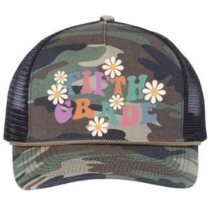 Boho Groovy Wavy Fifth Grade Gift Retro Rope Trucker Hat Cap