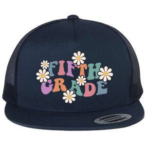 Boho Groovy Wavy Fifth Grade Gift Flat Bill Trucker Hat