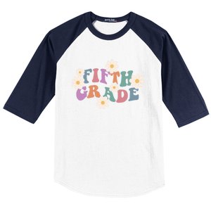 Boho Groovy Wavy Fifth Grade Gift Baseball Sleeve Shirt