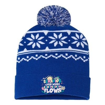 Behavior Goes Where Reinforcement Flows Behavior Analyst Meaningful Gift USA-Made Snowflake Beanie