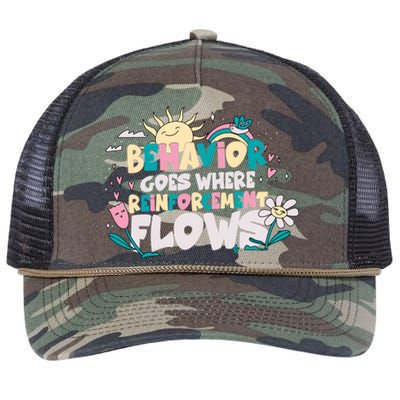 Behavior Goes Where Reinforcement Flows Behavior Analyst Meaningful Gift Retro Rope Trucker Hat Cap