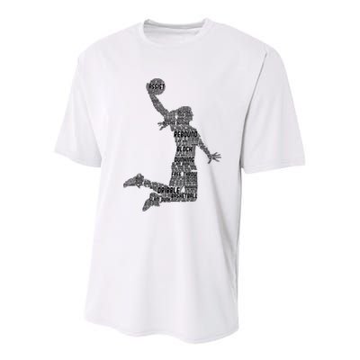 Basketball Girl Women Kids Girls Youth Performance Sprint T-Shirt
