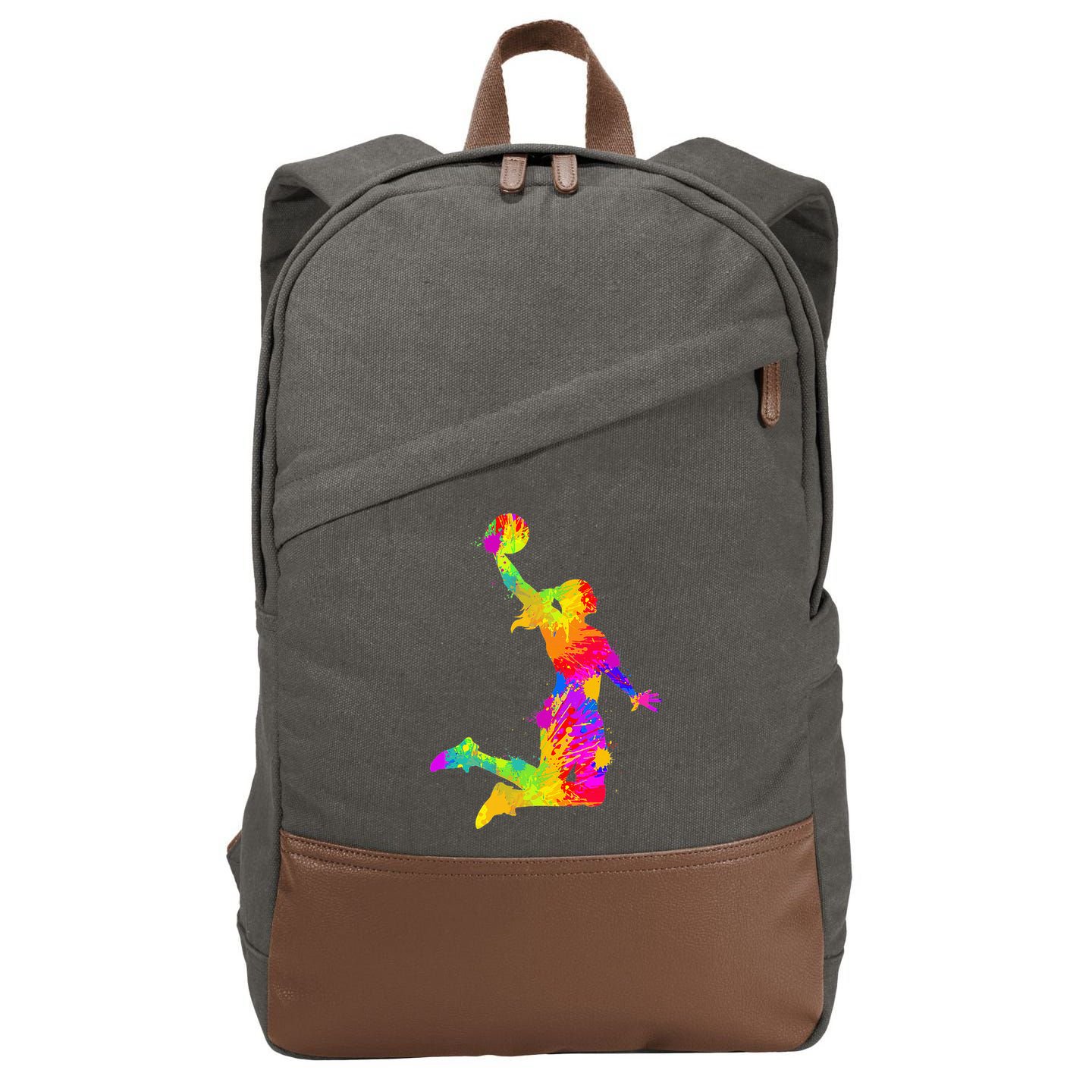 Basketball Girl Women Girl Cotton Canvas Backpack