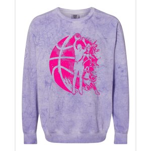 Basketball Girl Women Female Basketball Team Colorblast Crewneck Sweatshirt