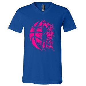 Basketball Girl Women Female Basketball Team V-Neck T-Shirt