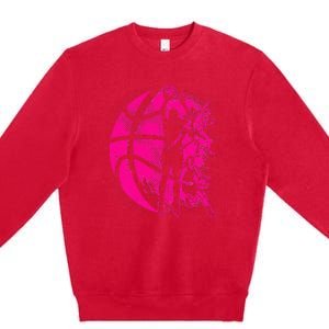 Basketball Girl Women Female Basketball Team Premium Crewneck Sweatshirt