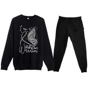 Butterfly Glioblastoma Warrior Glioblastoma Awareness Cute Gift Premium Crewneck Sweatsuit Set