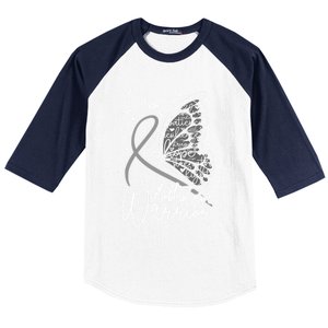 Butterfly Glioblastoma Warrior Glioblastoma Awareness Cute Gift Baseball Sleeve Shirt