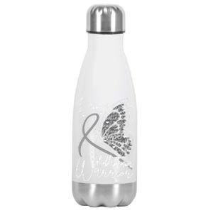 Butterfly Glioblastoma Warrior Glioblastoma Awareness Cute Gift Stainless Steel Insulated Water Bottle