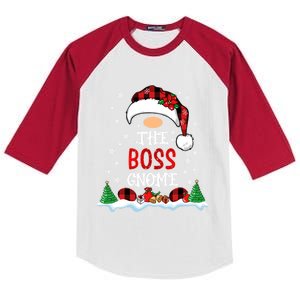 Boss Gnome Xmas Family Matching Funny Christmas Gnomes Gift Kids Colorblock Raglan Jersey