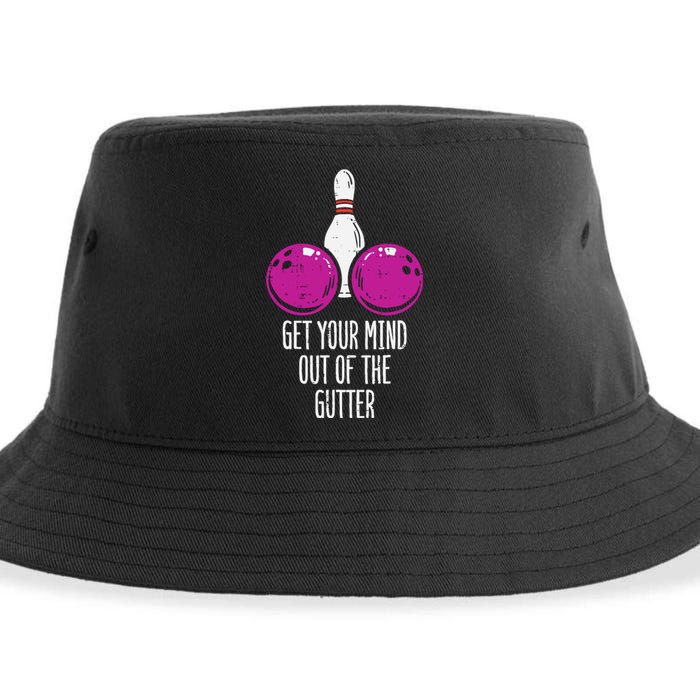 Bowling Get Your Mind Out Of Gutter Funny Bowler Sustainable Bucket Hat