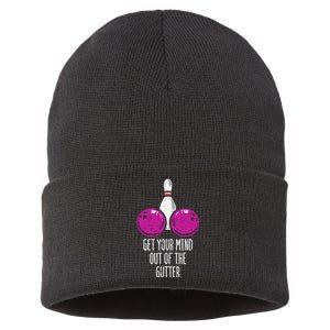 Bowling Get Your Mind Out Of Gutter Funny Bowler Sustainable Knit Beanie