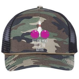 Bowling Get Your Mind Out Of Gutter Funny Bowler Retro Rope Trucker Hat Cap