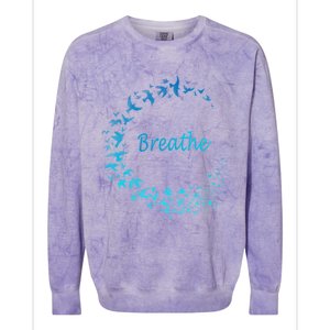 Breathe Gym Yoga Great Gift Just Breathe Inhale Exhale Colorblast Crewneck Sweatshirt