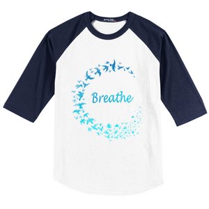 Breathe Gym Yoga Great Gift Just Breathe Inhale Exhale Baseball Sleeve Shirt