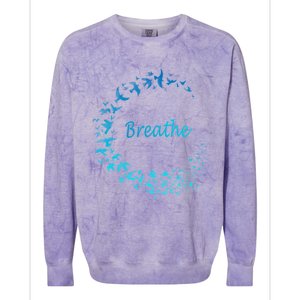 Breathe Gym Yoga Gift Just Breathe Inhale Exhale Colorblast Crewneck Sweatshirt