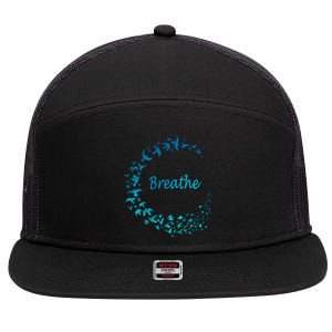 Breathe Gym Yoga Gift Just Breathe Inhale Exhale 7 Panel Mesh Trucker Snapback Hat