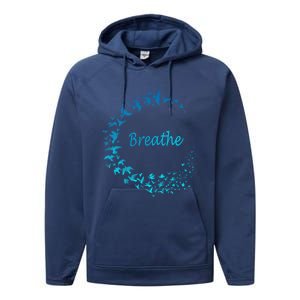 Breathe Gym Yoga Gift Just Breathe Inhale Exhale Performance Fleece Hoodie