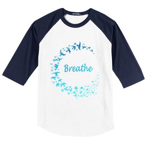 Breathe Gym Yoga Gift Just Breathe Inhale Exhale Baseball Sleeve Shirt