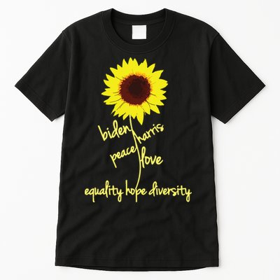 Biden Harris 2024 Peace Love Equality Hope Diversity Flower Tall T-Shirt