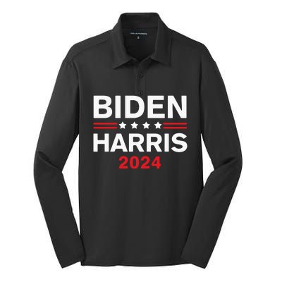 Biden Harris 2024 Silk Touch Performance Long Sleeve Polo