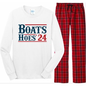 Boats Hoes 2024 Boats And Hoes Funny Summer Funny Boating Funny Lake Funny River Long Sleeve Pajama Set