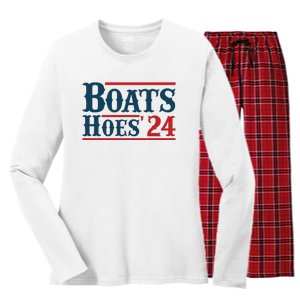 Boats Hoes 2024 Boats And Hoes Funny Summer Funny Boating Funny Lake Funny River Women's Long Sleeve Flannel Pajama Set 