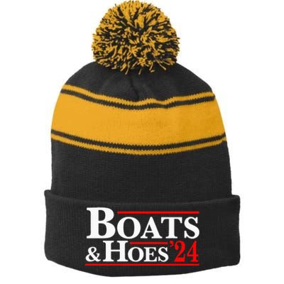 Boats & Hoes 24 Vintage For Your Step Brothers Stripe Pom Pom Beanie