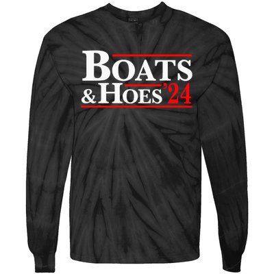 Boats & Hoes 24 Vintage For Your Step Brothers Tie-Dye Long Sleeve Shirt