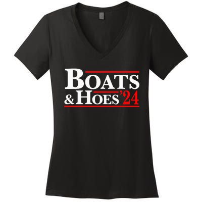 Boats & Hoes 24 Vintage Women's V-Neck T-Shirt