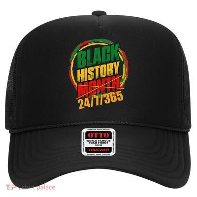 Black History 247365 Melanin Black History Month High Crown Mesh Back Trucker Hat