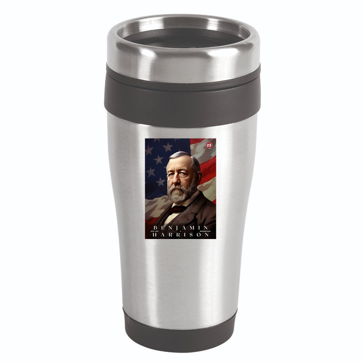 Benjamin Harrison 23rd President Of The United States Portrait 16oz Travel Tumbler