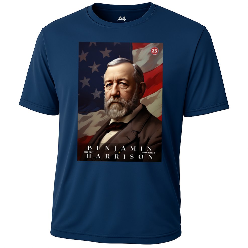 Benjamin Harrison 23rd President Of The United States Portrait Cooling Performance Crew T-Shirt