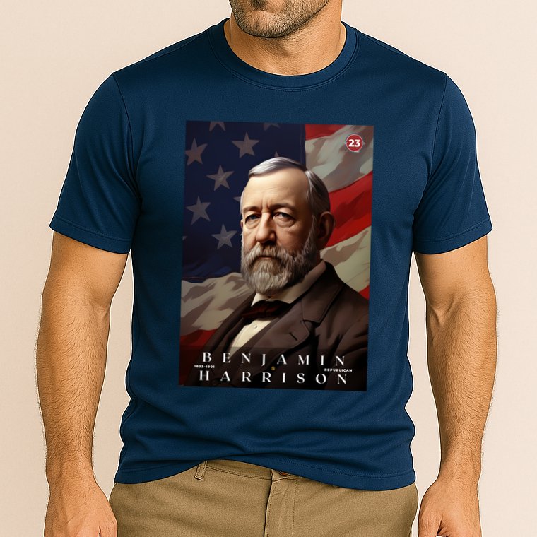 Benjamin Harrison 23rd President Of The United States Portrait Cooling Performance Crew T-Shirt