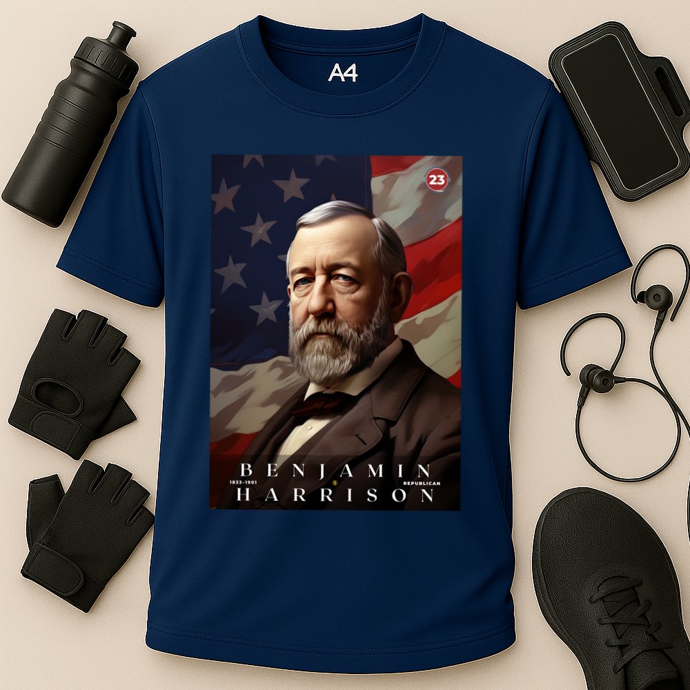 Benjamin Harrison 23rd President Of The United States Portrait Cooling Performance Crew T-Shirt
