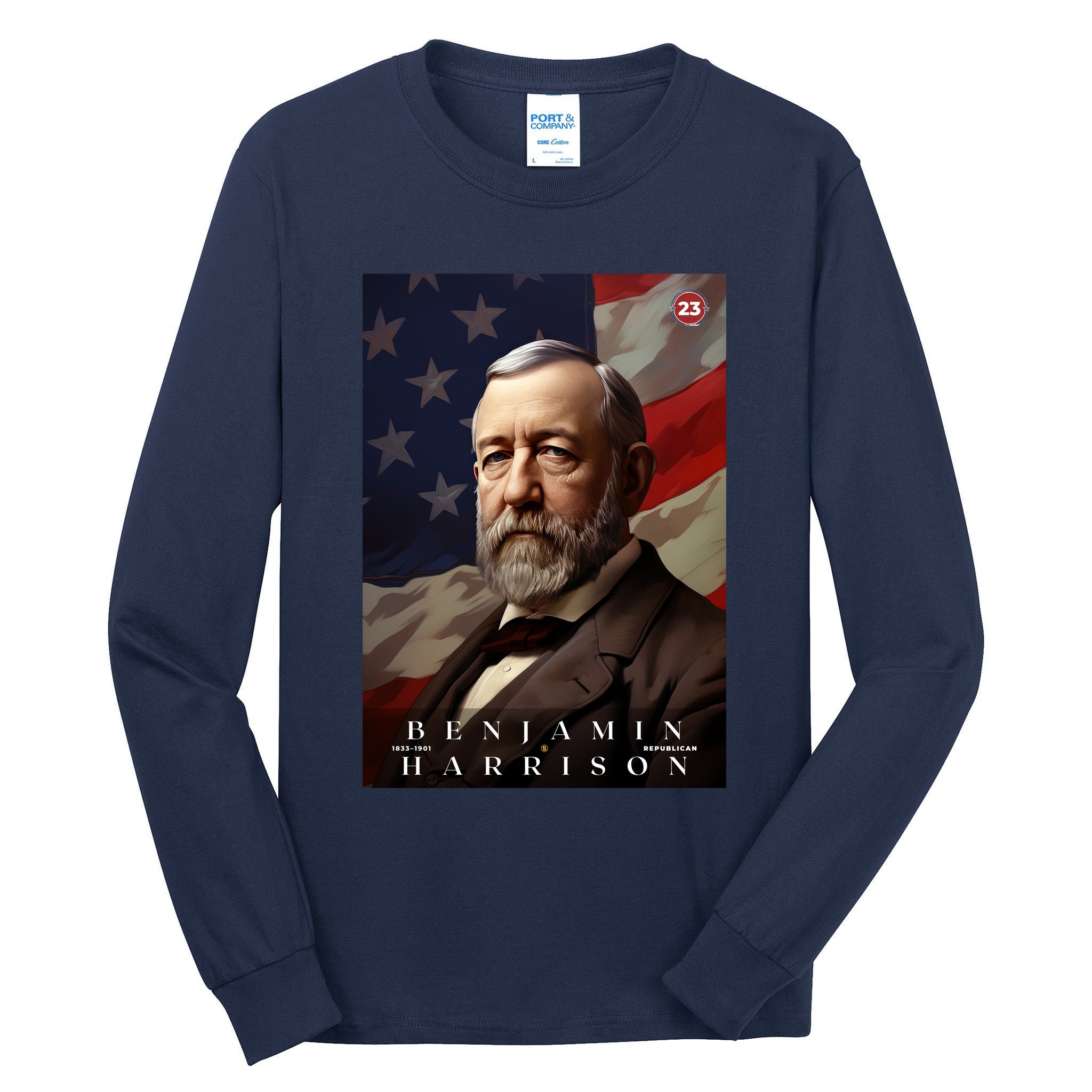 Benjamin Harrison 23rd President Of The United States Portrait Tall Long Sleeve T-Shirt