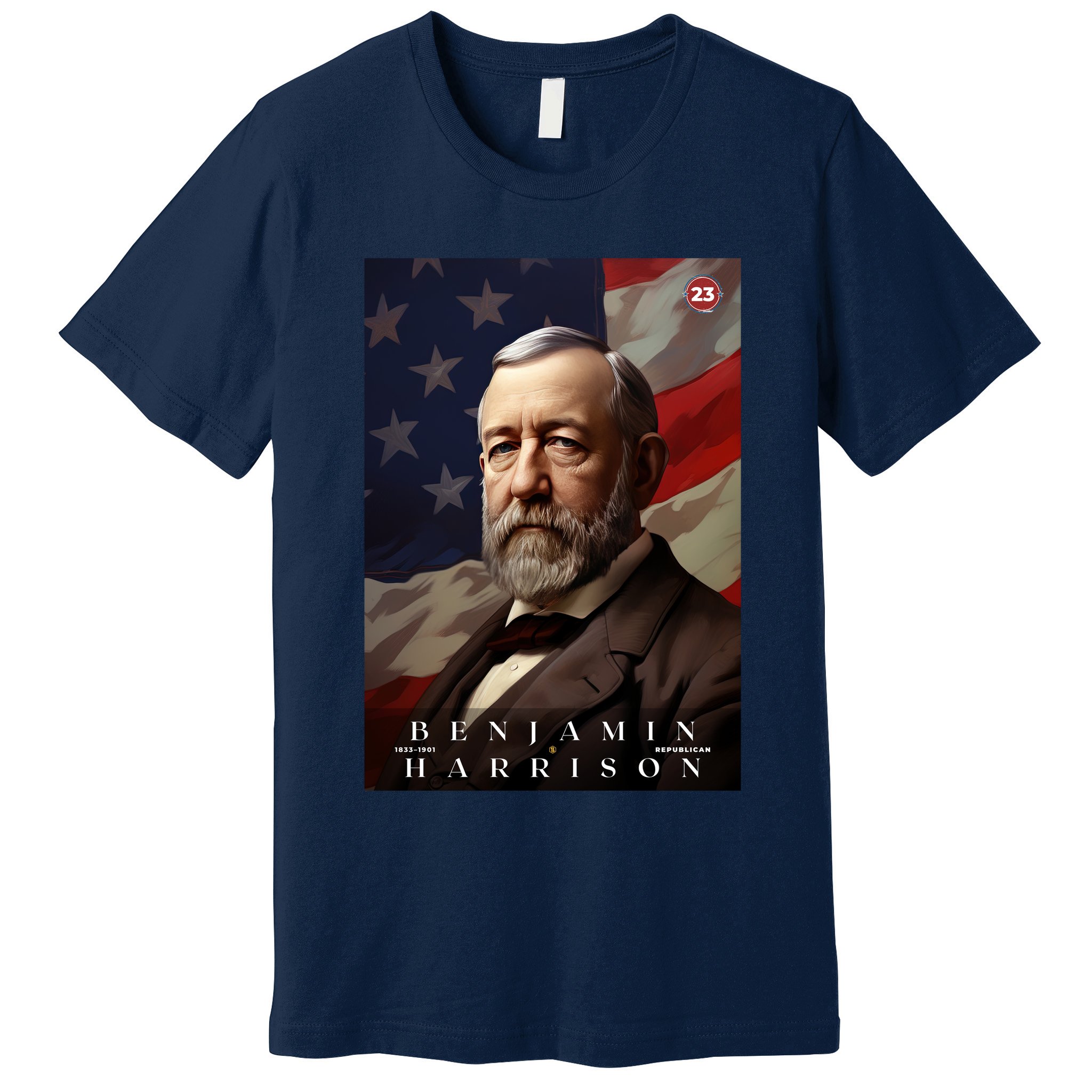 Benjamin Harrison 23rd President Of The United States Portrait Premium T-Shirt