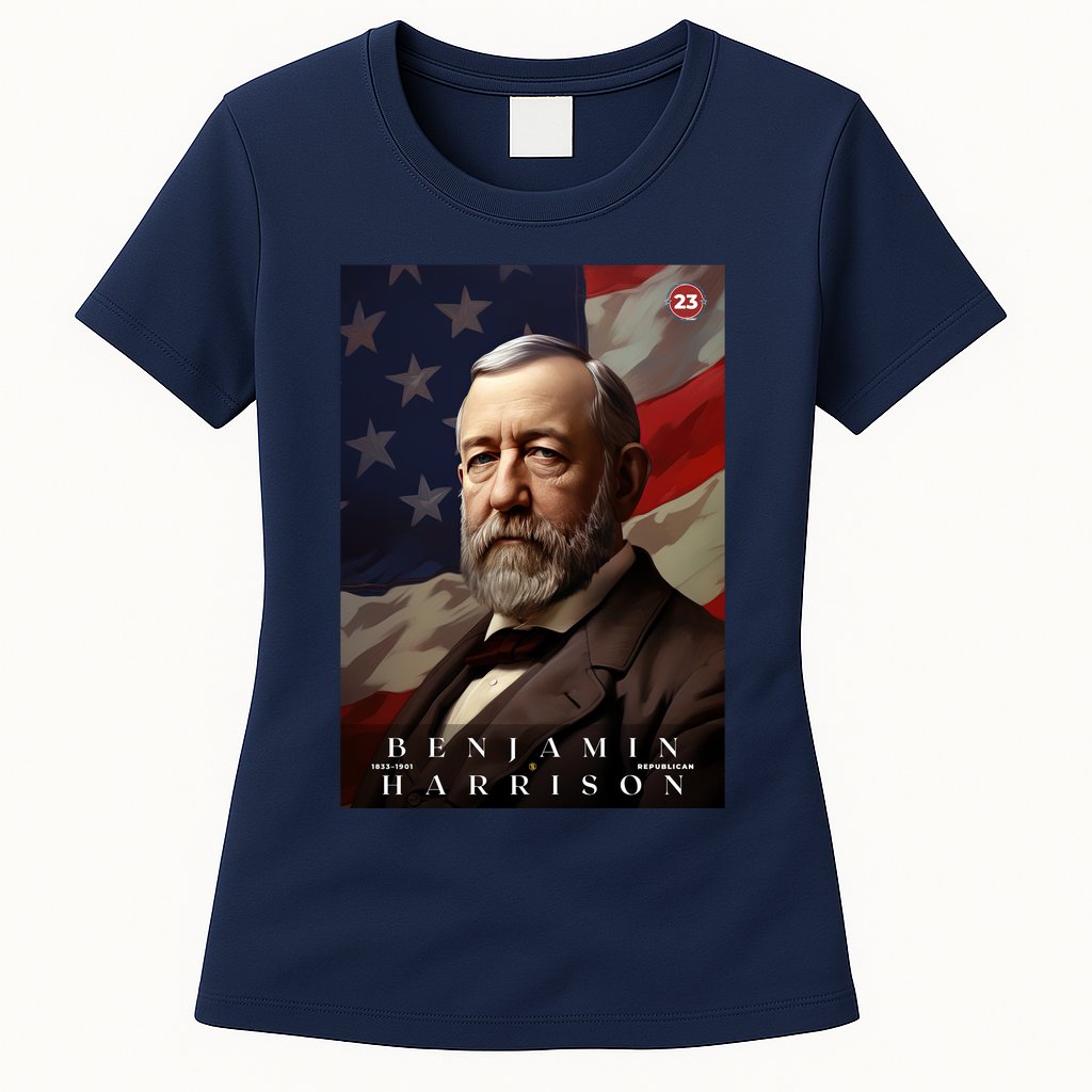 Benjamin Harrison 23rd President Of The United States Portrait Womens T-Shirt