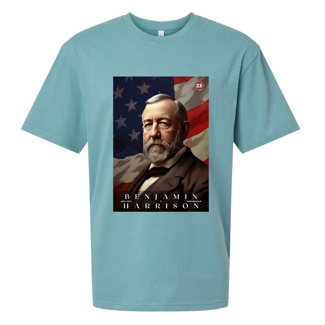Benjamin Harrison 23rd President Of The United States Portrait Sueded Cloud Jersey T-Shirt