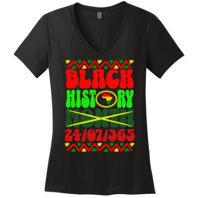 Black History 24/7 Women's V-Neck T-Shirt