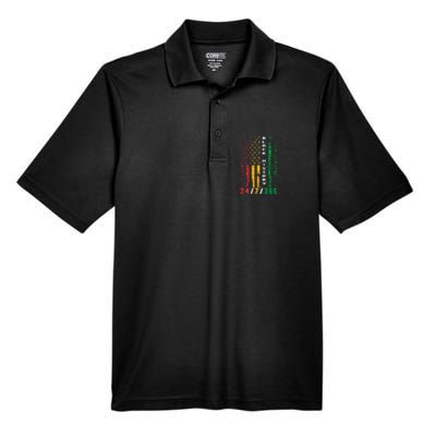 Black History 247365 African American Flag African Men's Origin Performance Pique Polo