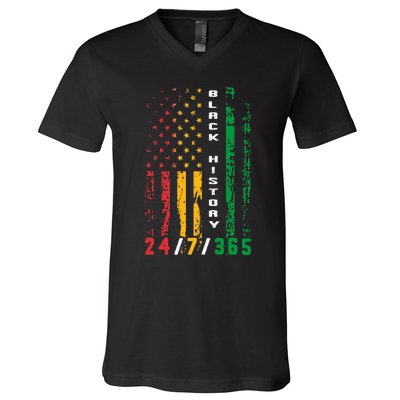 Black History 247365 African American Flag African V-Neck T-Shirt