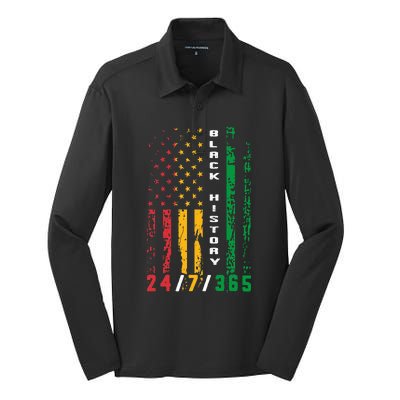 Black History 247365 African American Flag African Silk Touch Performance Long Sleeve Polo