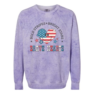 Brave Hearts 4th Of July Colorblast Crewneck Sweatshirt