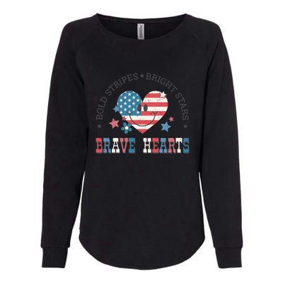 Brave Hearts 4th Of July Womens California Wash Sweatshirt