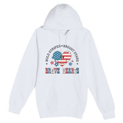 Brave Hearts 4th Of July Premium Pullover Hoodie