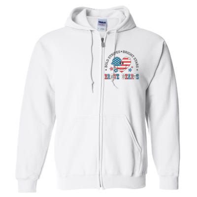 Brave Hearts 4th Of July Full Zip Hoodie