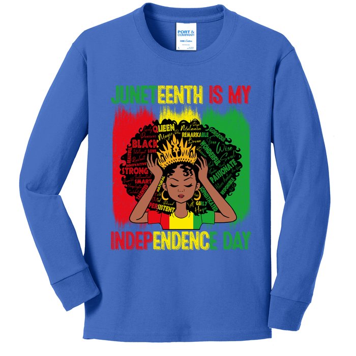 Black History African Juneteenth Is My Independence Melanin Meaningful Gift Kids Long Sleeve Shirt